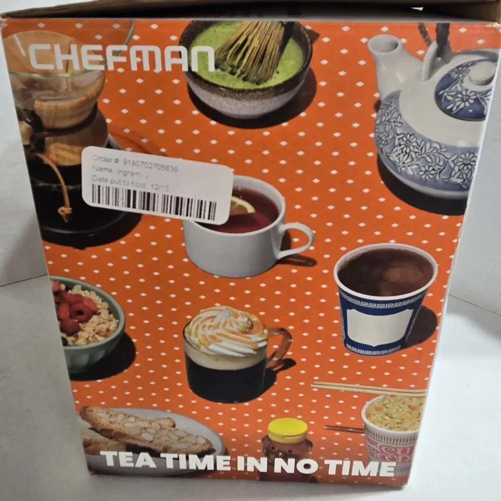 Chefman 1.8L cordless glass electrical kettle removable tea infuser included